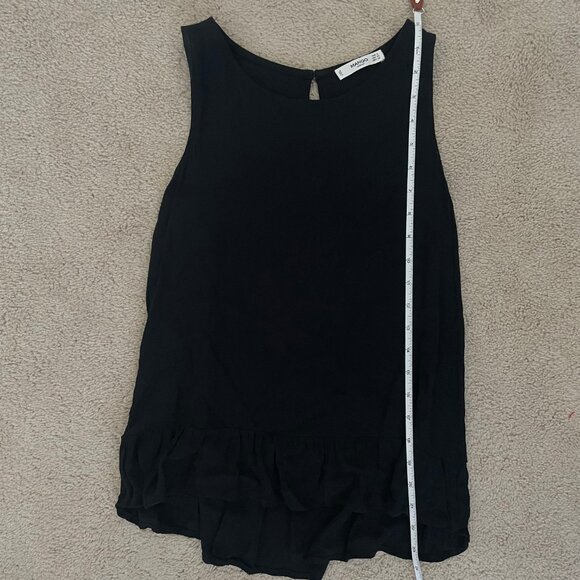 Mango Black Peplum Blouse – Size XS, Crew Neck, Loose Fit, Elegant Casual - Picture 8 of 9